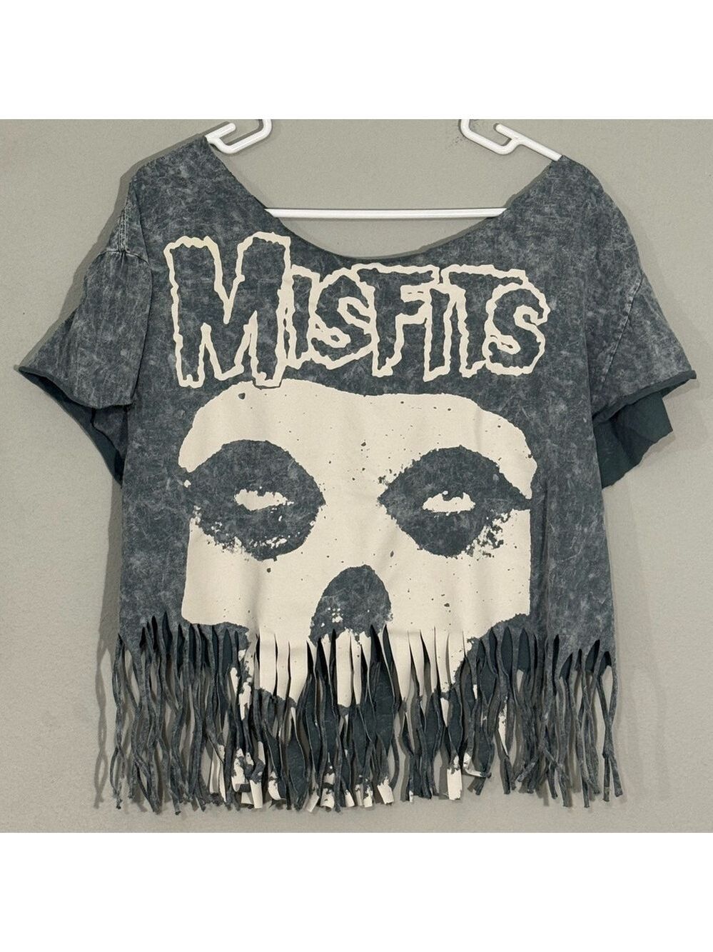 Misfits Skull Fringe Cutoff Tee Shirt Punk Goth Festival Top